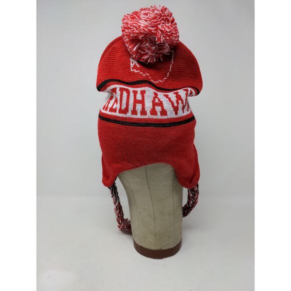 Miami Florida Beanie Hat 100% Acrylic Red & White W/Pom Pom and Strings - Picture 6 of 11